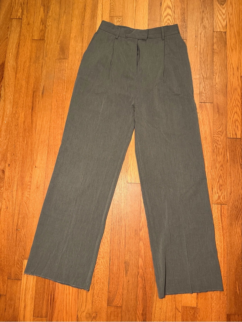 Djerf Avenue Men's Wide-Leg Dress Pants in Charcoal Gray